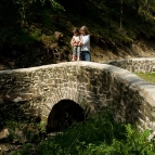 Walkers on bridge