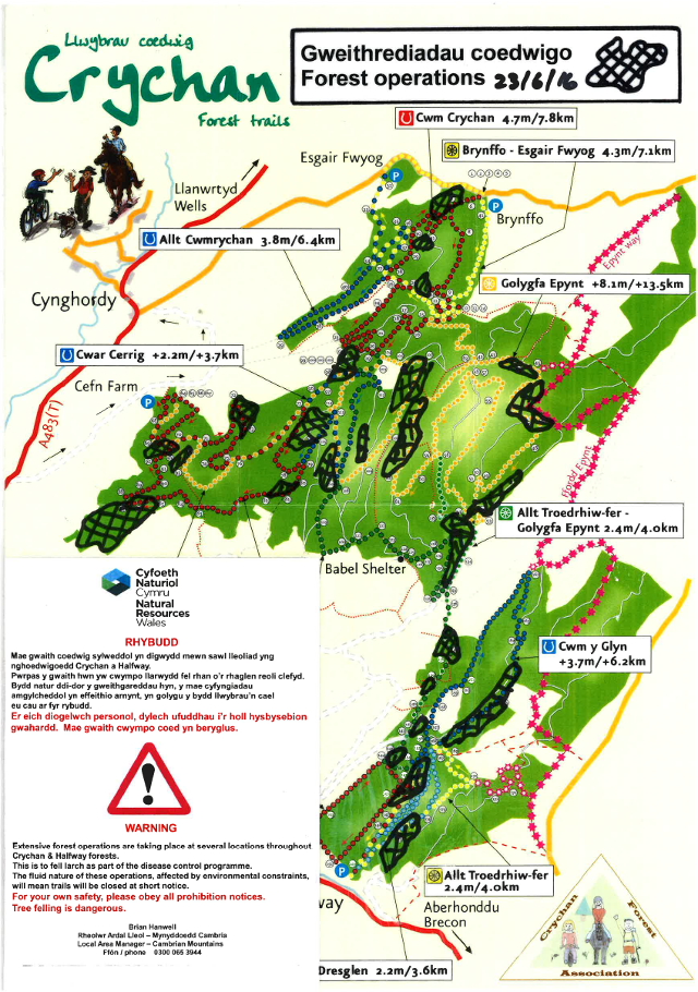 Latest details of forestry operations in Crychan and Halfway forests.